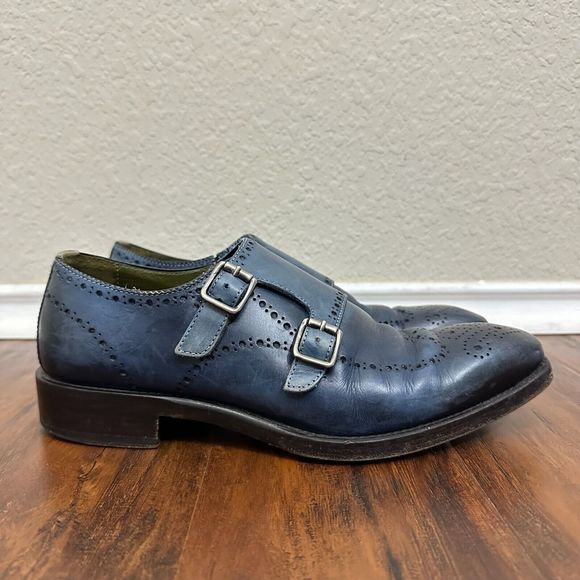 DONALD J. PLINER CMONK Double Monk Strap Dress Shoes Blue ITALY MADE - Picture 1 of 10